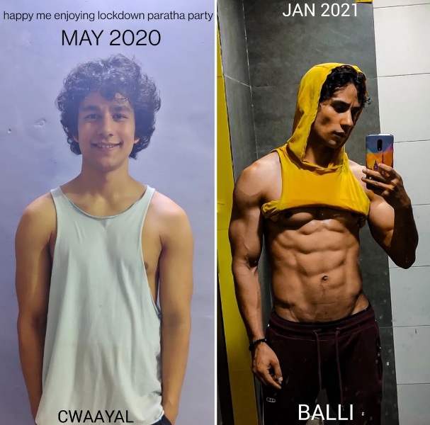 Cwaayal Singh physical transformation from May 2020 to January 2021