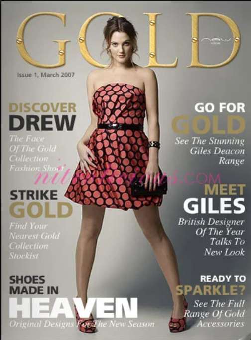 Drew Barrymore in Gold by Giles