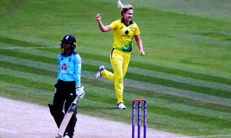 Ellyse Perry celebrating the wicket of Danni Wyatt at St Lawrence Ground, Canterbury