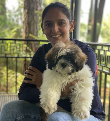 Harmanpreet Kaur with her pet dog Furry