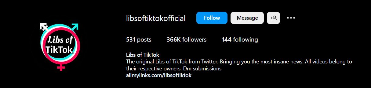 Instagram account of Libs of TikTok