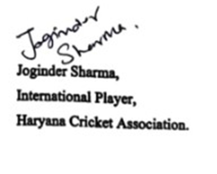Joginder Sharma's signature