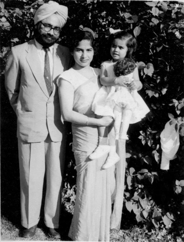 Manmohan Singh with his wife, Gursharan, and daughter Upinder Singh