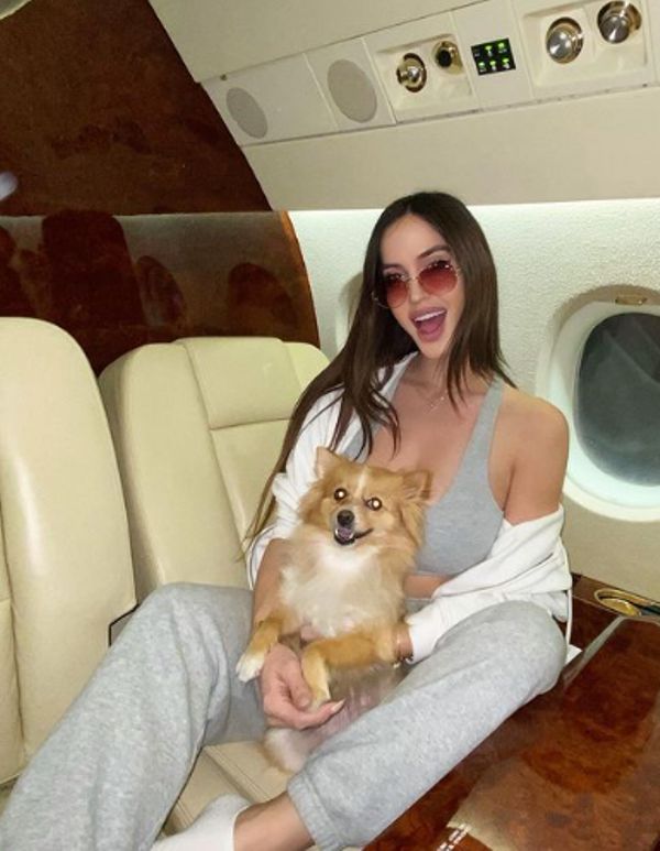 Natalia Barulich with her pet dog, Julieta