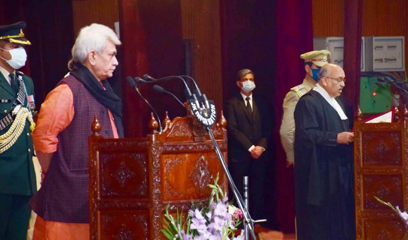 Pankaj Mithal taking oath as the Chief Justice of Jammu and Kashmir High Court in 2021