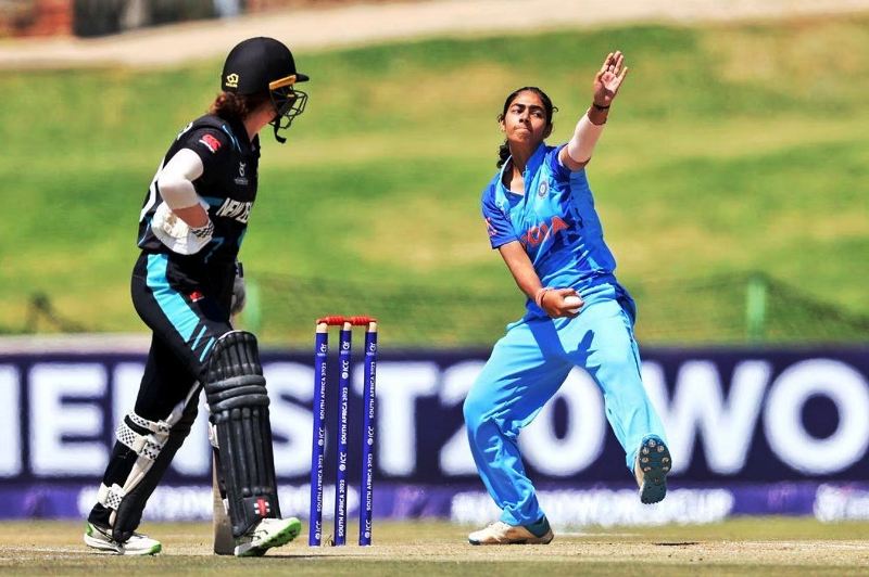 Parshavi in action during the ICC U-19 T20 World Cup in the match against New Zealand in South Africa