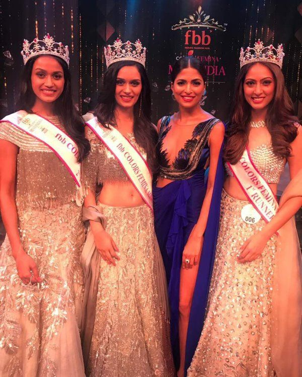 Parvathy Omanakuttan with the winners of Femina Miss India 2017