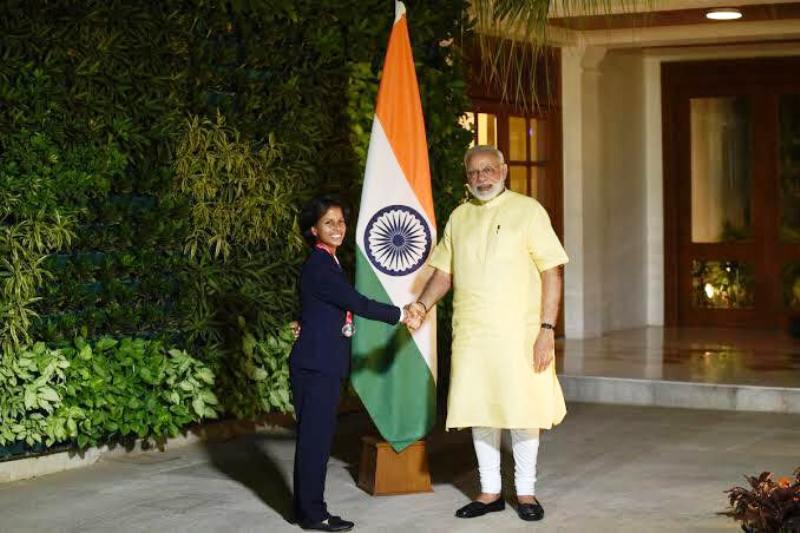Poonam Yadav with Prime Minister Narendra Modi