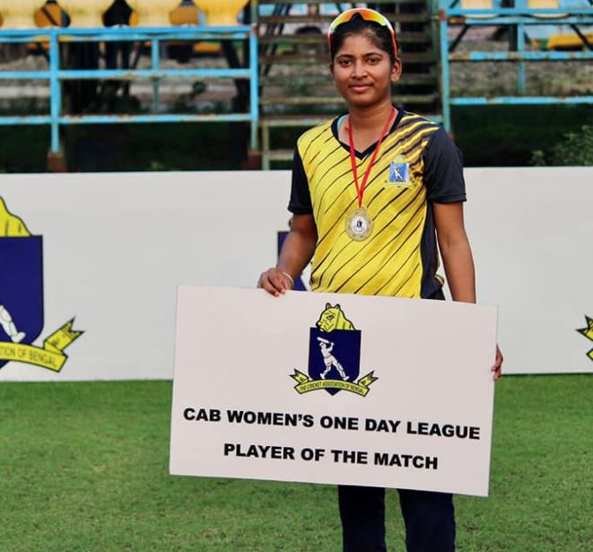 Priyanka Bala announced as the Player of the match by Cricket Association of Bengal
