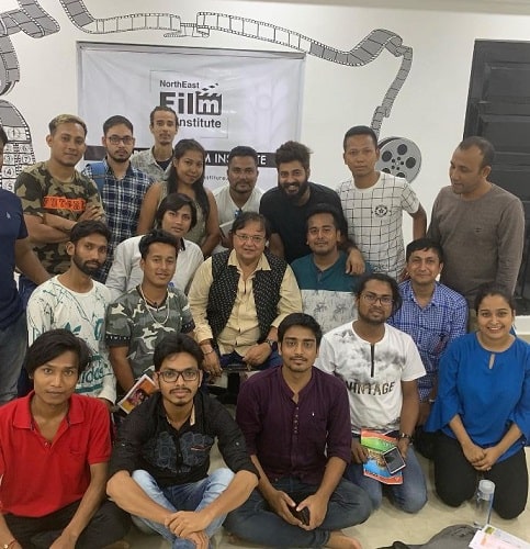 Rakesh Bedi with the students of North East Film Institute