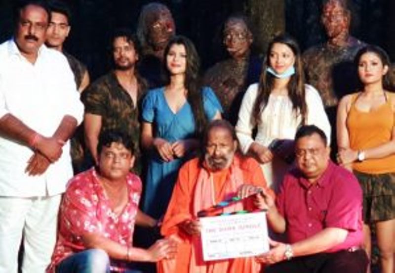 Rakesh Sawant while shooting the Hindi film 'The Dark Jungle'