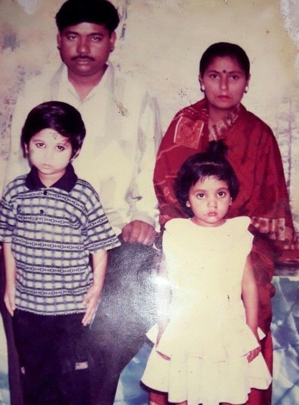 Saika Ishaque with her parents and a sibling during her childhood