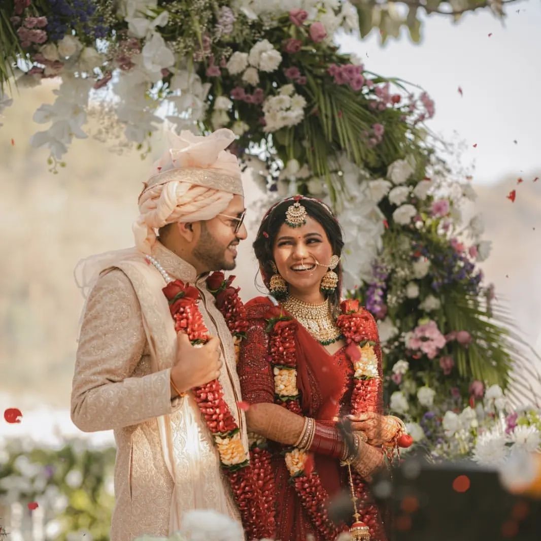 Shivani Dubey and Alakh Pandey on their wedding day