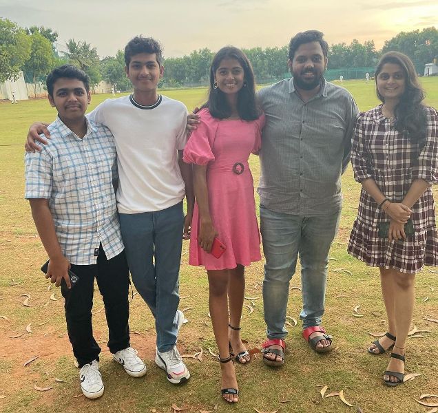 Shreyanka Patil (centre, in pink) with her siblings