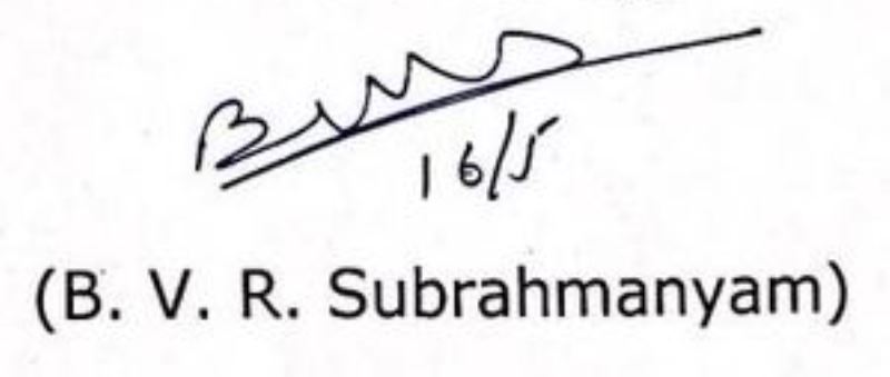 Signature of B. V. R. Subrahmanyam