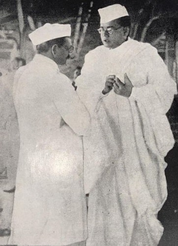 Sudhir Mishra's grandfather (right) with Netaji Subhash Chandra Bose