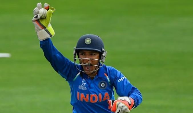 Sushma Verma in action for the Indian Women's Cricket Team