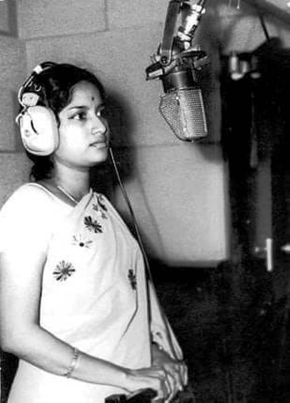 Vani Jairam's picture taken while she was recording a song