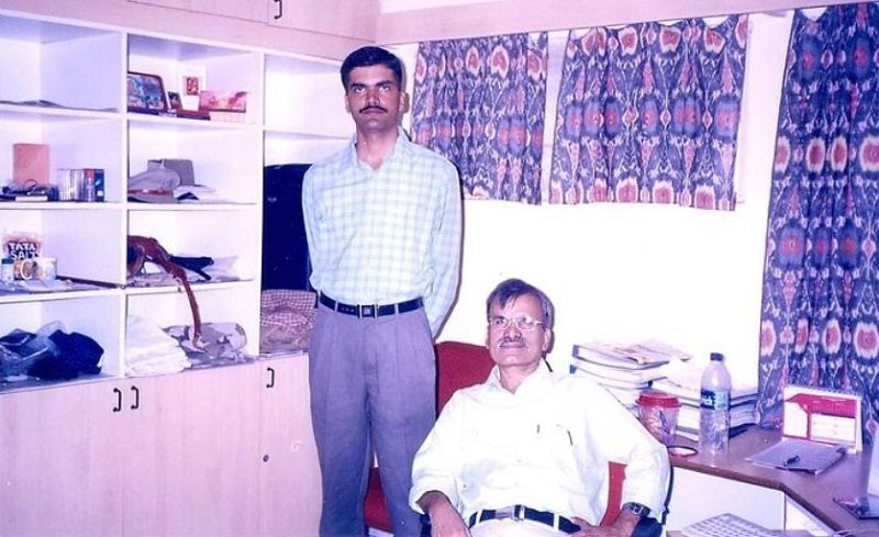 Vikas Vaibhav during his college days with his father