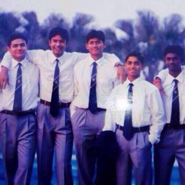 Virender Sehwag (extreme left) during his school days