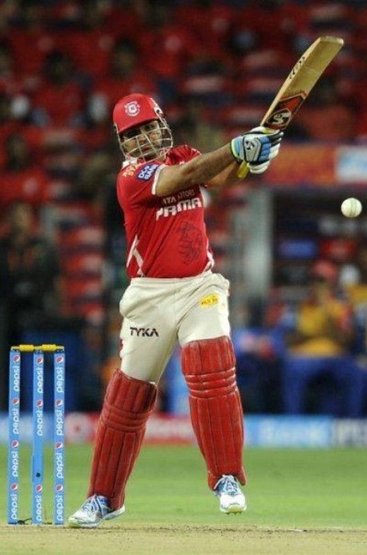 Virender Sehwag hitting a shot in IPL