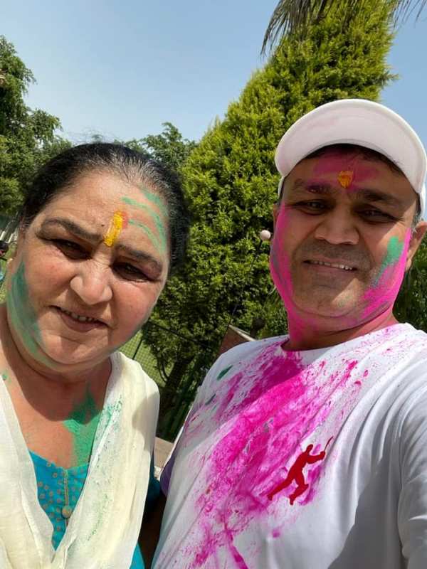Virender Sehwag with his mother, Krishna Sehwag