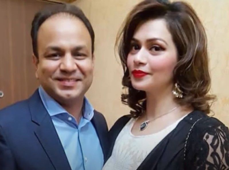 Virender Sehwag's brother, Vinod Sehwag, with his wife