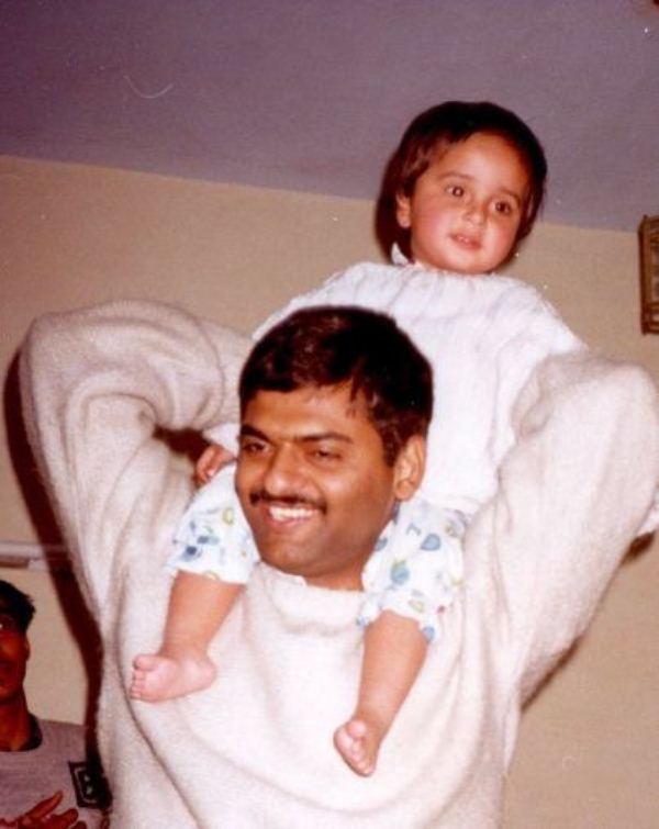 A childhood picture of Kaveri Seth with her father