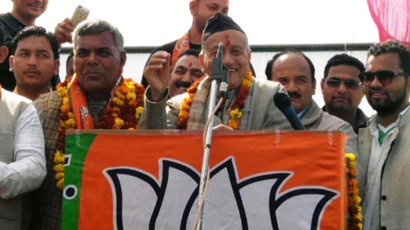 A photo of Bhagat Singh Koshyari during his election rally in 2014