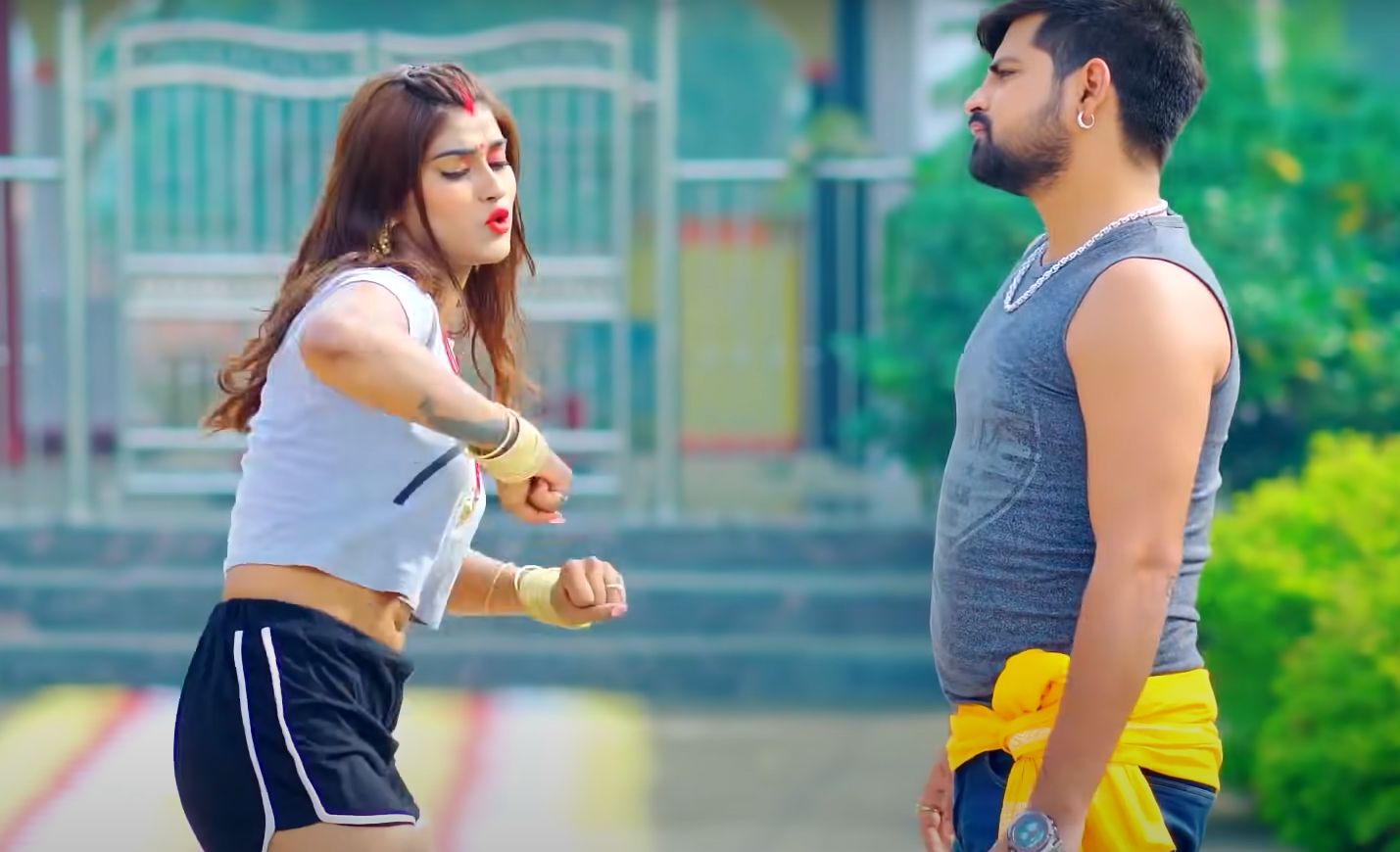 Akanksha Dubey in the music video for Raja Jawan Hum Laika