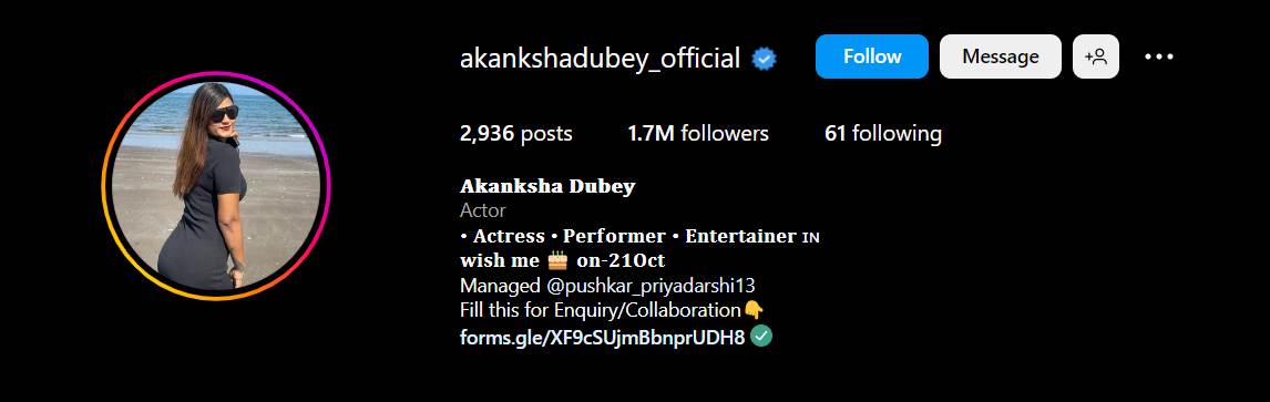 Akanksha Dubey's Instagram channel