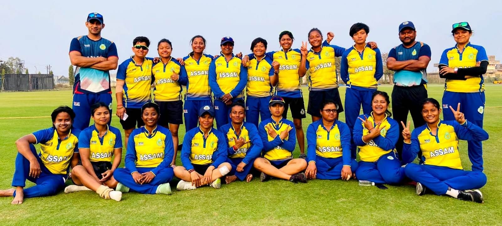Jintimani Kalita (in the standing row, fourth from right) with her team Assam Women
