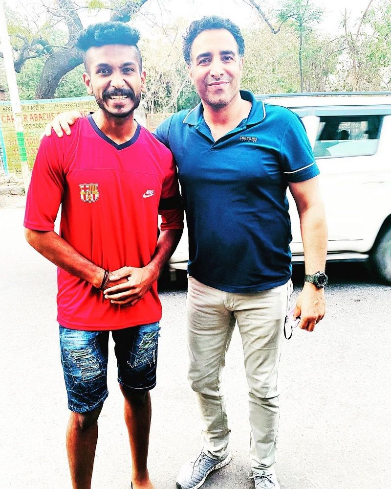 Aniyan Midhun with his coach Kuldeep Kumar Handoo