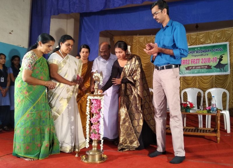 Arya Parvathy while inaugurating the arts festival at the NSS Higher Secondary School in Thrippunithura in 2018