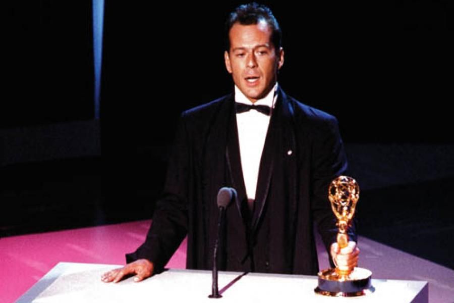 Bruce accepting Emmy Awards for Moonlighting