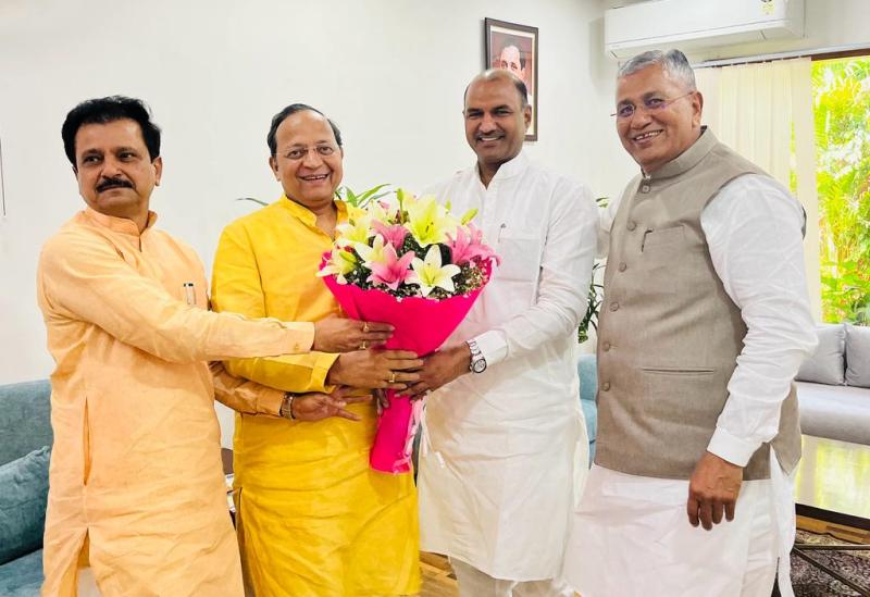 CP Joshi being felicitated by other members of BJP after his appointment as State President of the BJP, Rajasthan in 2023