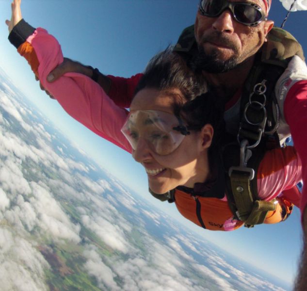 Charu Shankar while skydiving