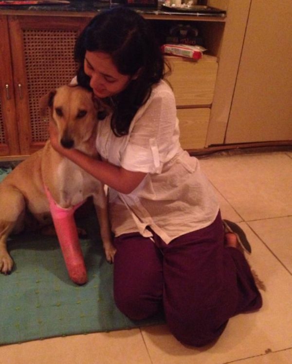 Charu Shankar with her pet dog, Cheekoo