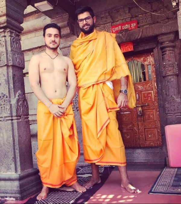 Digvijay Singh Chautala (right) during a visit to Mahakal Temple in Ujjain