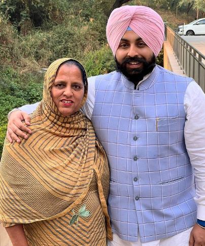Harjot Singh Bains with his mother