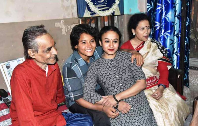 Hrishita Basu with her parents and sister