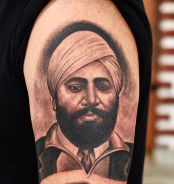 Karan Aujla's tattoo of the Indian revolutionary Udham Singh