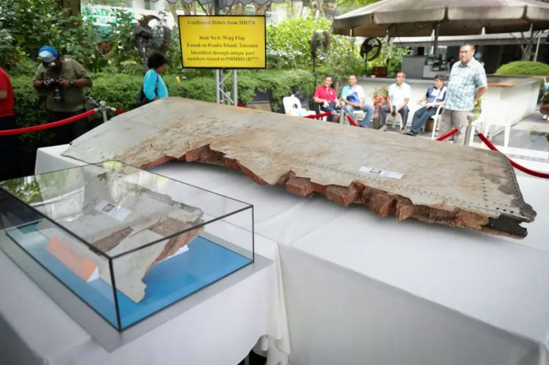 Key pieces of debris of MH370 displayed during a 'Day of Remembrance for MH370' event in Kuala Lumpur, Malaysia