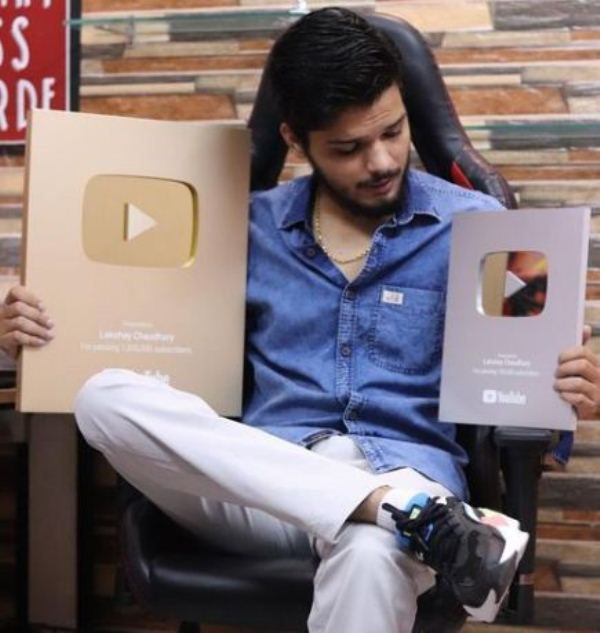 Lakshay Chaudhary with his YouTube Creator Awards