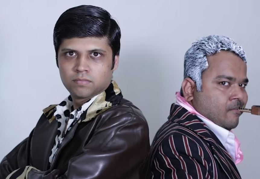 Rahul Subramanian and Kumar Varun in their characters for a YouTube video