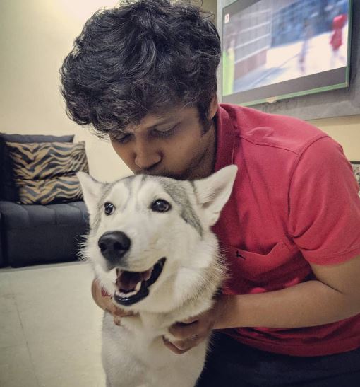 Rahul Subramanian with his pet dog