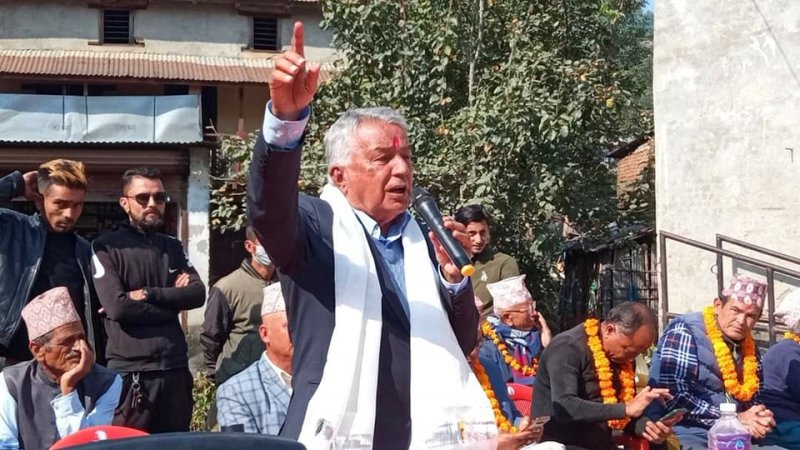 Ram Chandra Poudel campaiging during 2022 elections