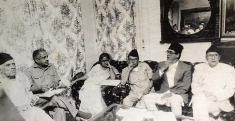Ram Chandra Poudel (third from right) during 1980s