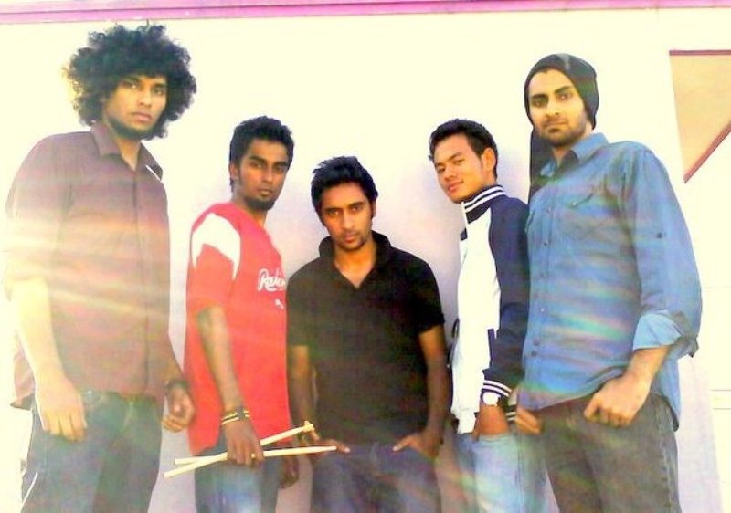 Rinosh George (third from left) with his band during his college days