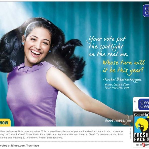 Roshni Bhattacharyya as the winner of Calcutta Times Fresh Face 2014